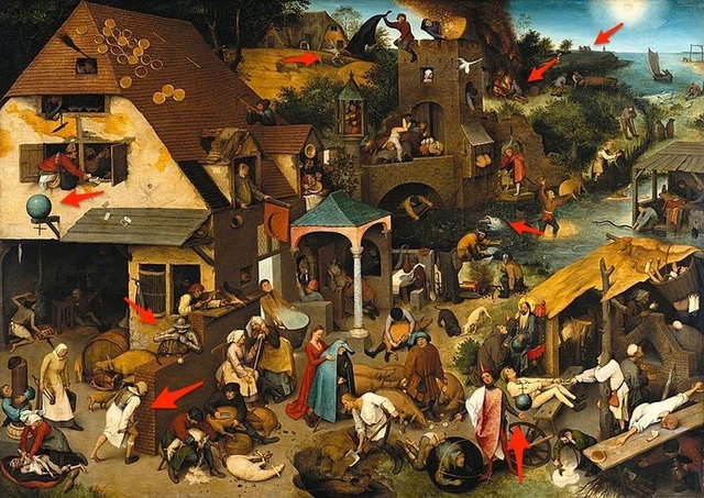 Thoạt nhìn, bức tranh được thực hiện bởi họa sĩ người Hà Lan Pieter Brugel tưởng như khắc họa chi tiết một con phố đông đúc, nhưng kỳ thực, có nhiều điều ẩn chứa trong tranh hơn thế. 