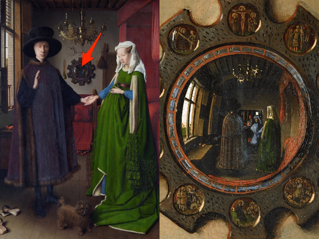 Bức “Chân dung nhà Arnolfini” chứa chân dung của chính họa sĩ người Hà Lan Jan van Eyck. 