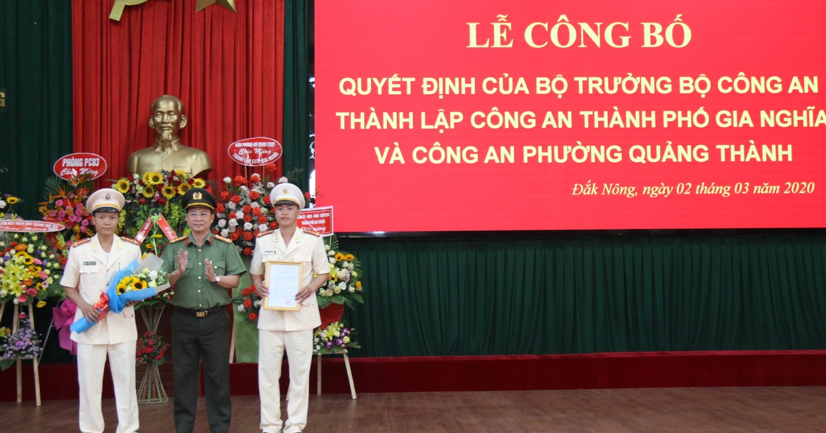 Thành lập Công an TP Gia Nghĩa thuộc Công an tỉnh Đắk Nông