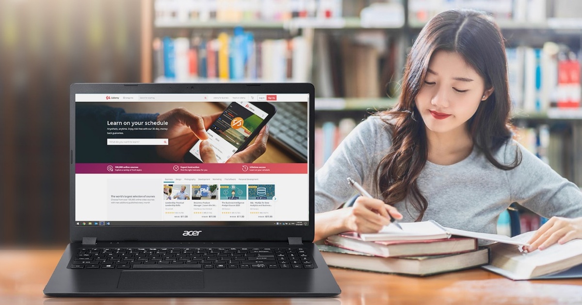 Laptop Acer Aspire 3 tích hợp AMD cho sinh viên học online mùa chống dịch