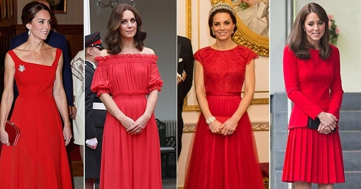 Loạt trang phục đỏ rực nổi bật và thanh lịch của công nương Kate Middleton