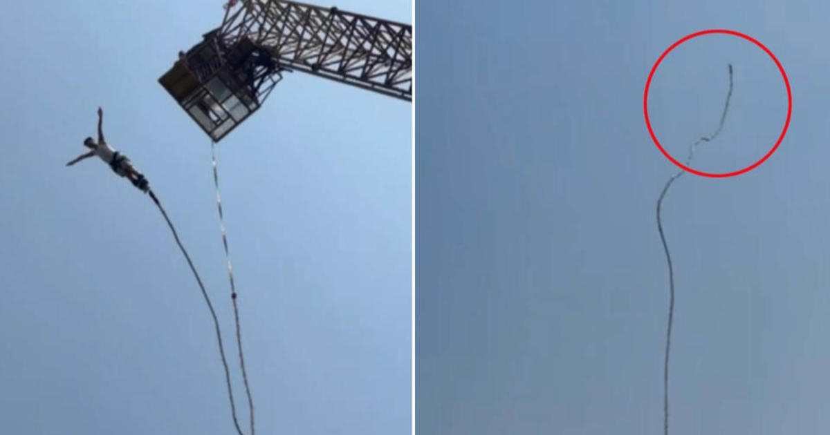 一個嚇壞了的男孩從 30 米高處跳下時拉斷了彈力繩