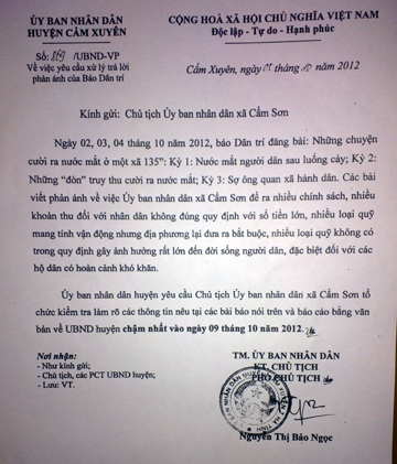 Người dân Cẩm Sơn chịu nhiều nỗi khổ do bị chính quyền xã chèn ép (ảnh: Văn Dũng)