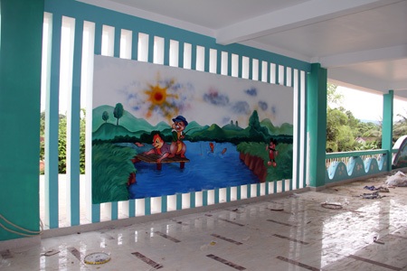 Một góc ngôi trường mầm non tư thục Trung Kiên 