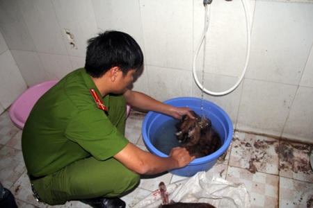 Sau khi được lực lượng chức năng ngâm nước