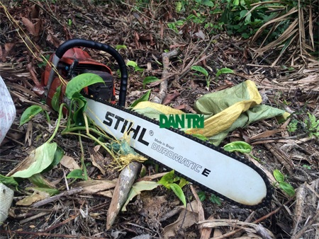 Chiếc máy cưa mà nhóm lâm tặc dùng để triệt phá rừng