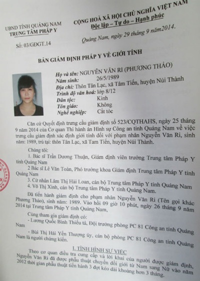 “Hot girl” loay hoay trong trại giam vì phận "thân sâu hồn bướm" - 2 Kết
quả giám định đối tượng Ri (Hình do PC81 Công an tỉnh Quảng Nam cung cấp)