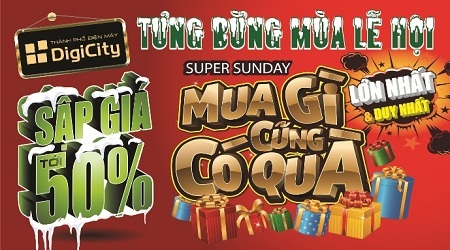 Hàng hiệu Nhật giảm giá thu hút đông khách hàng - 3 Super Sunday là chương trình “Mua gì cũng có quà” dành tặng khách hàng DigiCity