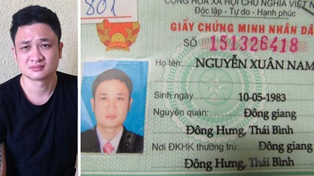 Lật mặt trùm giang hồ Đức “Cổ Lễ” giả điên hòng thoát tội - 1 Đối tượng Đức
“Cổ Lễ” khi bị bắt (ảnh trái). CMND giả mà Đức mang theo để sử dụng.