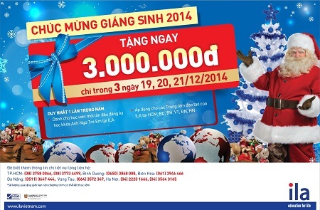 ILA tặng ngay 3 triệu đồng chỉ trong 3 ngày 19, 20 & 21 - 1 Ưu đãi lớn, duy nhất trong mùa lễ hội cuối năm của ILA.