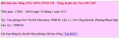 Hội thảo học bổng 10%-100% INTO UK - Tặng lệ phí xin Visa 530 USD - 1 Hội thảo học bổng 10%-100% INTO UK - Tặng lệ phí xin Visa 530 USD