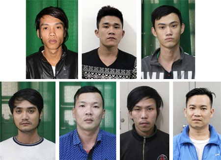 Các
đối tượng trong băng nhóm đòi nợ thuê do Thành Nhiễu cầm đầu.