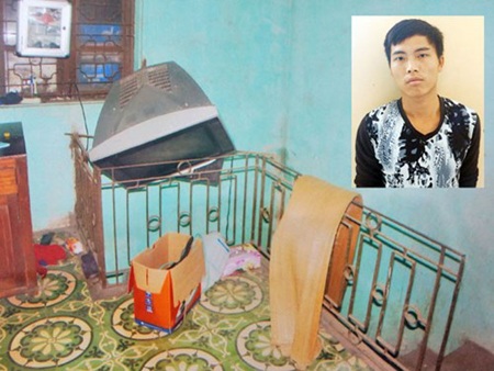 Đối
tượng Thành và hung khí gây án tại khu vực cầu thang - nơi chị Tươm quật ngã
tên gian