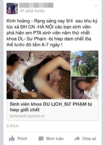 Trang Facebook
cá nhân của Pham Anh T và những hình ảnh kinh hoàng