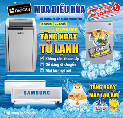 DigiCity giới thiệu điều hòa di động thông minh tặng ngay tủ lạnh - 1 Chi tiết chương trình: