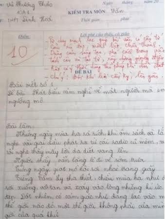 Những bài văn xúc động năm 2014 - 2 Bài văn về người thầy cũ của em Vũ Phương Thảo