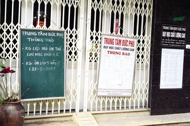Khu vực cạnh trường ĐH Sư phạm Hà Nội chỉ còn Trung tâm Đức Phú treo biển chiêu sinh