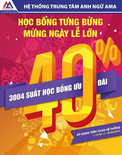 AMA tưng bừng tặng 3004 học bổng mừng Ngày Giải phóng miền Nam - 1 AMA tặng 3004 học bổng trợ phí lên đến 40% cho tất cả các khoá học