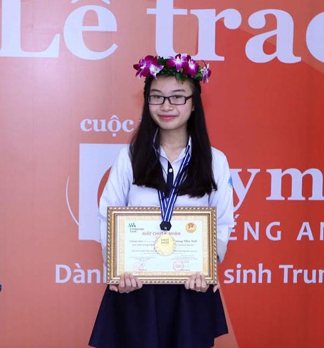 Bạn Nguyễn Hoàng Như Anh hiện là học sinh lớp 10 chuyên Anh, Trường THPT chuyên Hà Nội - Amsterdam