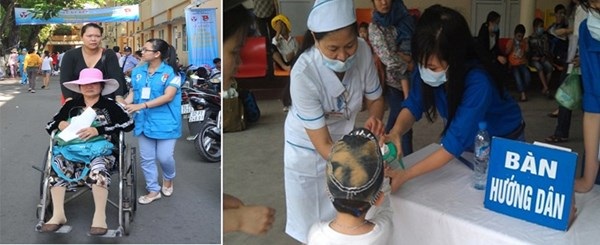 Hướng dẫn và dẫn người bệnh từ cổng bệnh viện đến làm thủ tục khám, điều trị