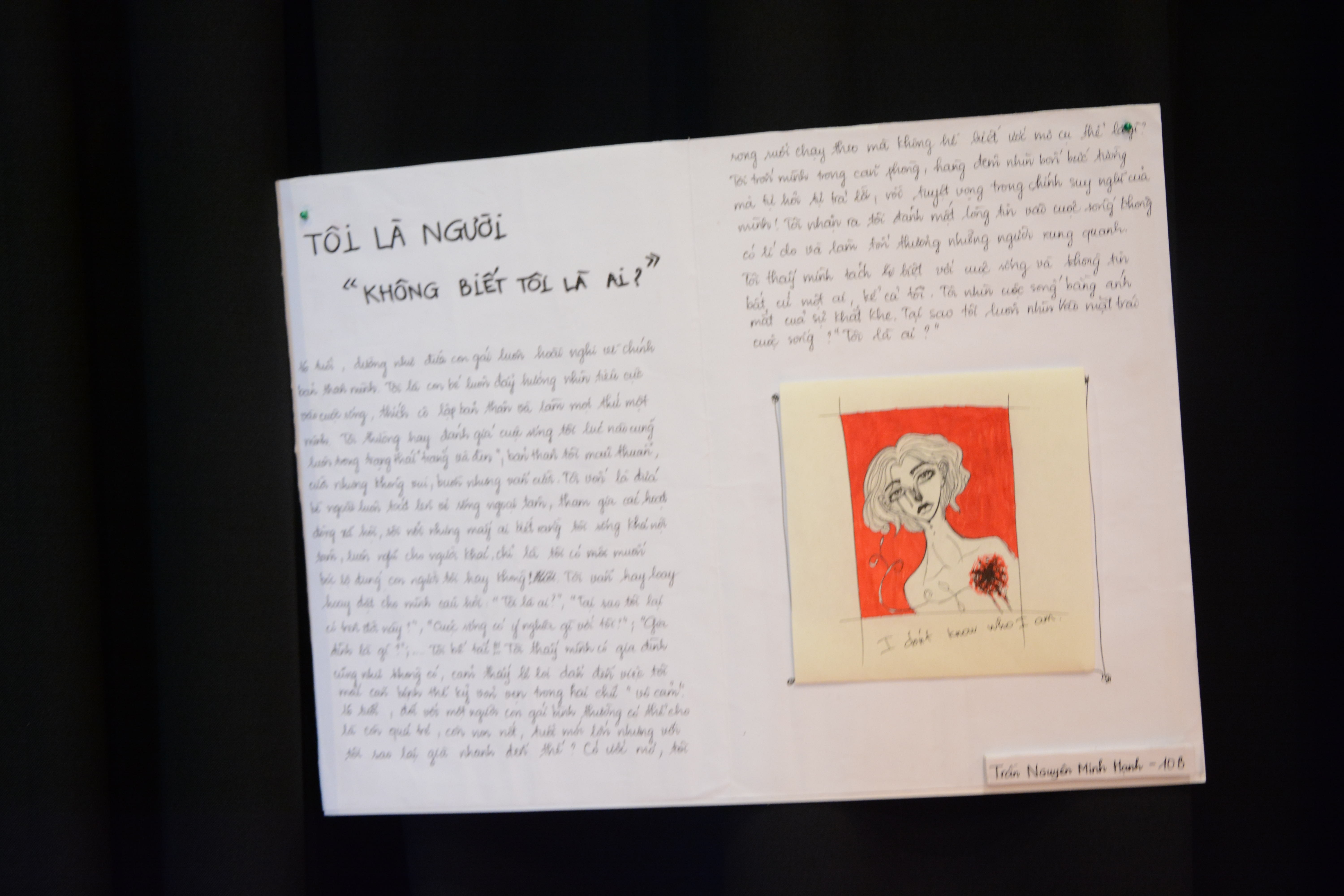 Một số tác phẩm do học sinh khối 10 THPT FPT thực hiện tại triển lãm Who am I