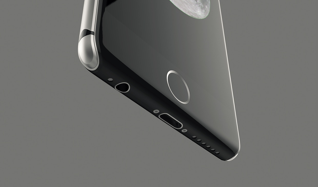 Chiêm ngưỡng thiết kế tuyệt đẹp của iPhone 8 trong tương lai - 3 Cạnh dưới là loa, chân cắm tai nghe 3.5 mm và cổng kết nốiLightning đặc trưng của Apple