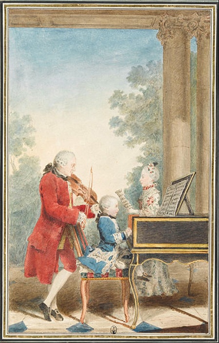 Mozart's father and son performed music together for the nobility.