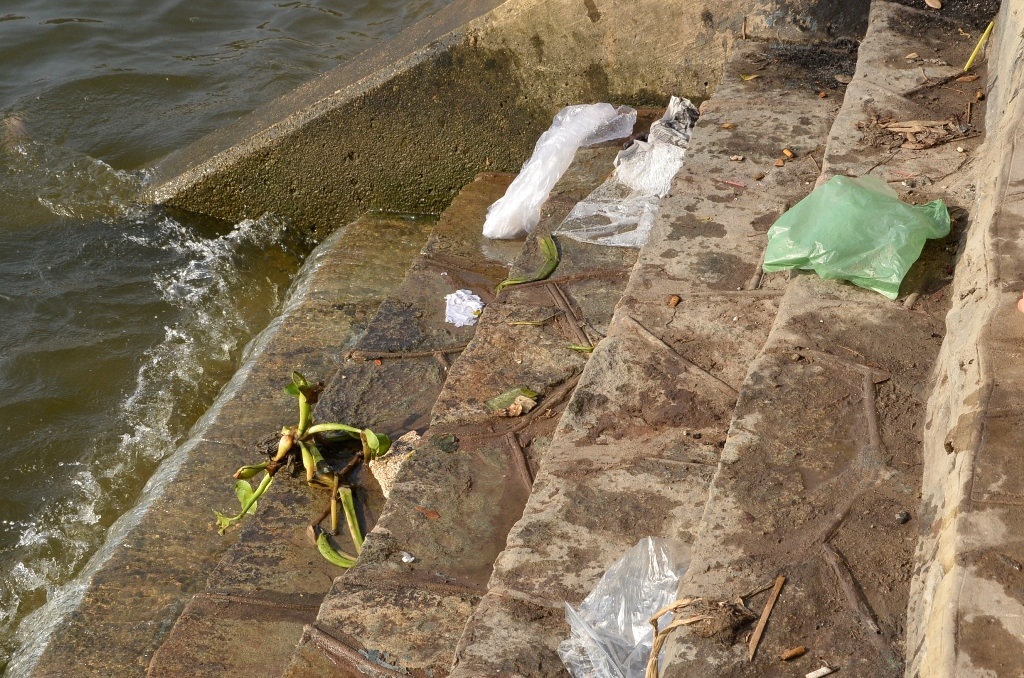 Nhiều người thiếu ý thức đã vứt bỏ rác bừa bãi sau khi thả cá