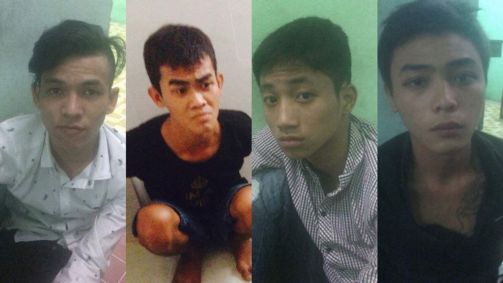 Triệt phá băng cướp giật ẩn náu trong khách sạn - 1 Các đối tượng tại cơ quan công an