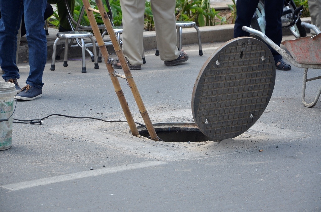 Hố ga nơi xảy ra vụ nổ