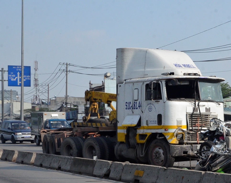 Chiếc xe container được xác định là không mất thắng khi gây tai nạn.