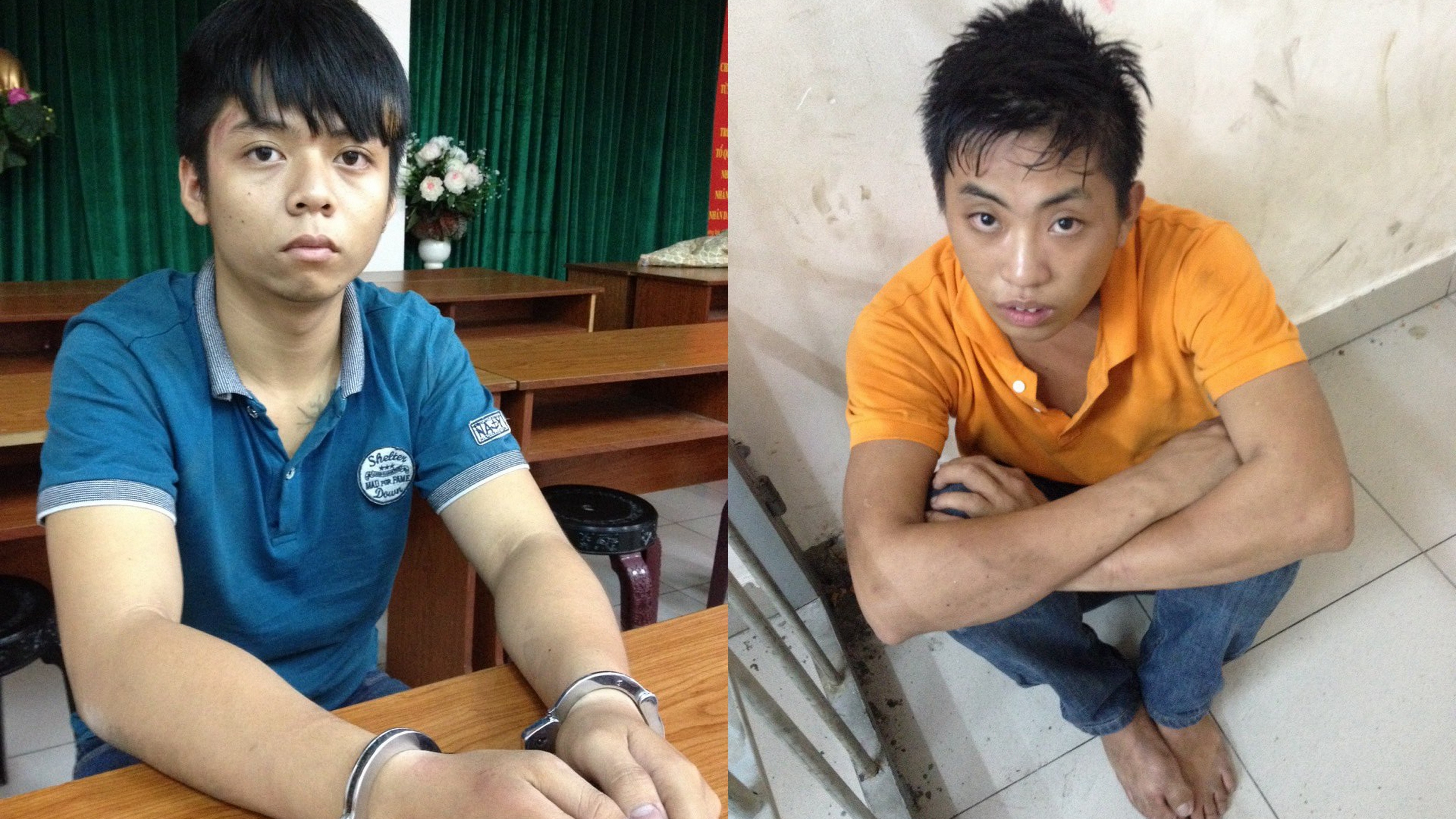 Đặc nhiệm đạp ngã xe, bắt 2 đối tượng cướp giỏ xách của du khách Anh - 1 Hai đối tượng tại cơ quan công an