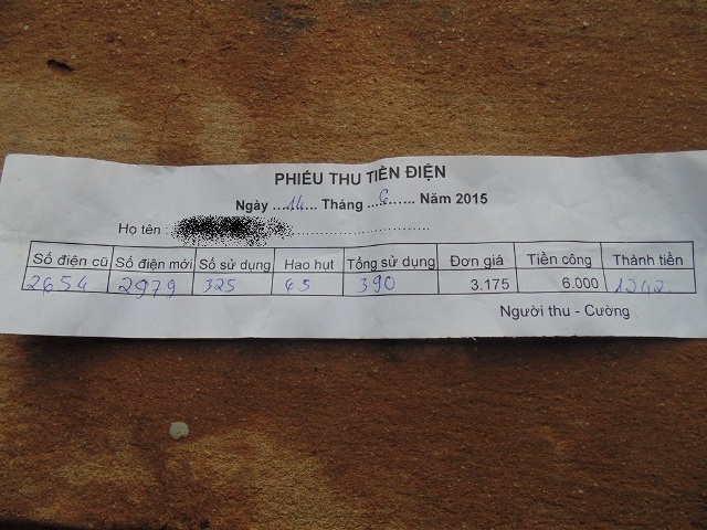 Một hộ dân phải mua điện với giá cao, mất hơn 1 triệu đồng tiền điện sinh hoạt mỗi tháng