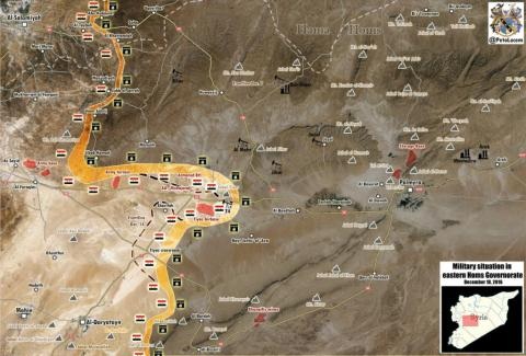 Palmyra đón tin vui, hòa bình Aleppo cháy rụi - 1 Hai vùng mới chiếm được ở gần Palmyra của quân chính phủ Syria.