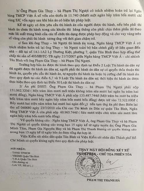 Công dân nộp đơn xin kháng nghị ngay sau khi toà tuyên bản án phúc thẩm - 6
Từ đó, TAND quận Tân Bình đã tuyên một bản án đúng tinh thần giám đốc thẩm của TAND Tối cao.