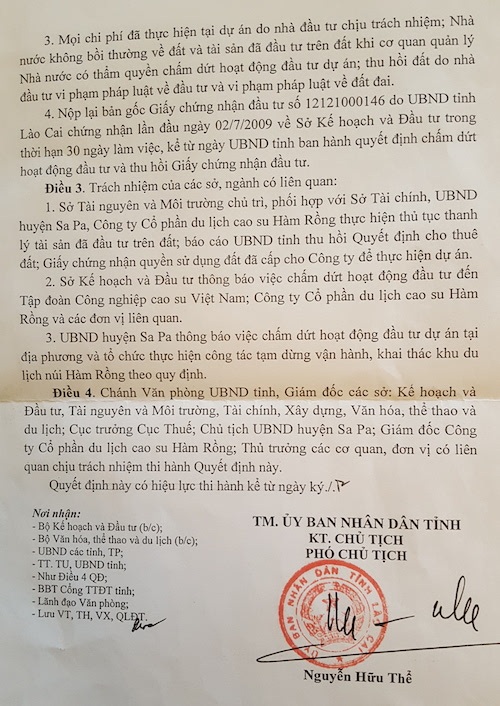 Cưỡng chế, thu hồi đất tại Lào Cai: Chính quyền cấm quay phim, chụp ảnh, luật sư nói gì? - 2
Quyết định của UBND tỉnh Lào Cai do ông Nguyễn Hữu Thể - Phó chủ tịch UBND tỉnh ký bị thu hồi do chưa phù hợp về thẩm quyền theo các quy định của Luật Đầu tư năm 2014.