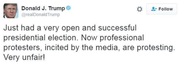 
Ông Trump viết trên Twitter về các cuộc biểu tình (Ảnh: Twitter)
