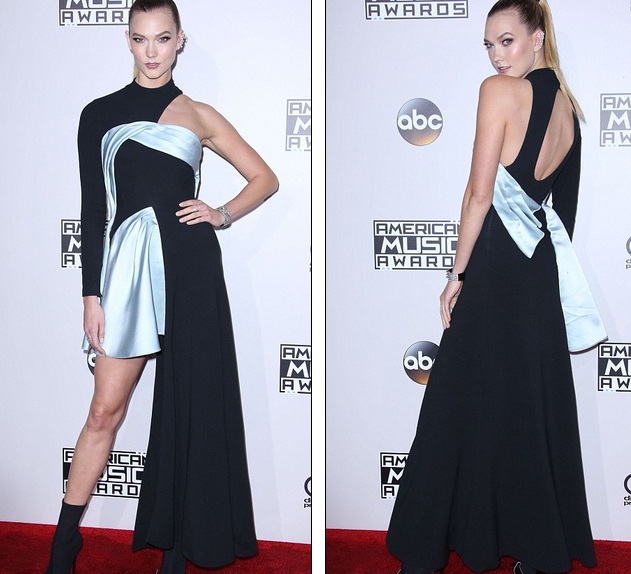 Những bộ cánh xấu nhất trên thảm đỏ lễ trao giải âm nhạc Mỹ - 10
Siêu mẫu Karlie Kloss và chiếc váy một mất, một còn hơi cổ điển và rườm rà