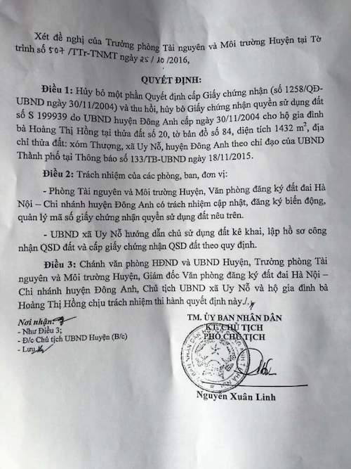 Hà Nội: Hủy bỏ một phần sổ đỏ cấp trái pháp luật ở huyện Đông Anh - 2
Hủy bỏ một phần sổ đỏ cấp trái pháp luật ở huyện Đông Anh.