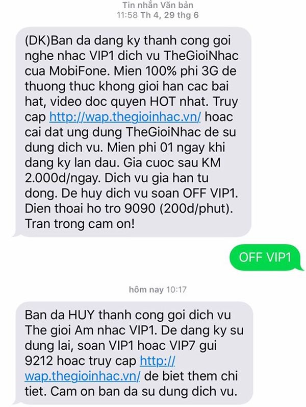 Nhà mạng trắng trợn "móc túi" khách hàng và những bài lý sự cùn - 2
Một khách hàng của Mobifone sau gần 3 tháng mới phát hiện ra bị cài dịch vụ không mong muốn và từ chối sử dụng