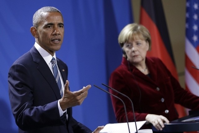 Tổng thống Obama kêu gọi ông Trump “rắn” với Nga - 1
Tổng thống Mỹ Barack Obama trong cuộc họp báo chung với Thủ tướng Đức Angela Merkel. (Ảnh: Reuters)