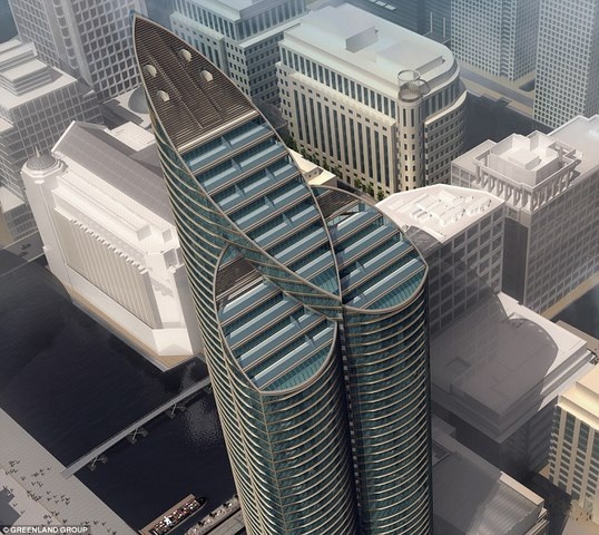 Tòa tháp giống hệt của quý khổng lồ khi nhìn từ trên cao.