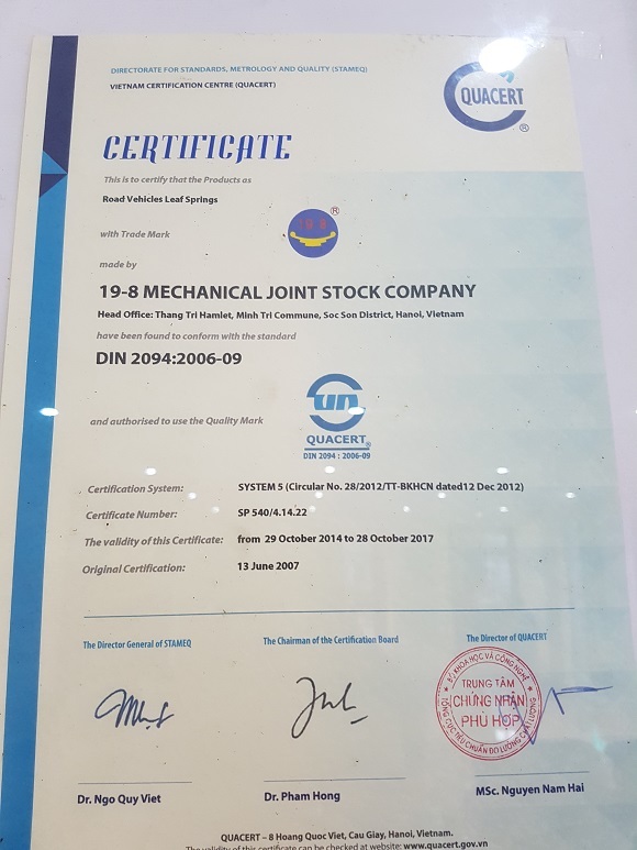 Sản xuất linh kiện ô tô: Gian nan tìm đường thoát - 2
Chứng chỉ chất lượng: DIN 2094:2006-09