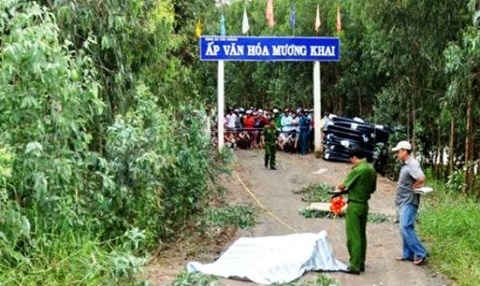 
Hiện trường nơi phát hiện thi thể của nạn nhân B bị thiêu cháy
