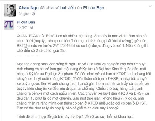 GS Ngô Bảo Châu đố toán về tình yêu trên Facebook - 1 GS Ngô Bảo Châu đố toán về tình yêu trên Facebook - 1