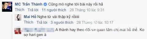 Trấn Thành quan hệ ngầm với Mai Hồ? - 3 Trấn Thành luôn quan tâm tình cũ trên mạng xã hội