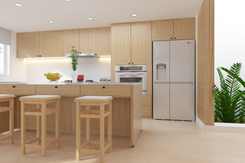 Tủ lạnh mặt thép - Xu hướng nội thất nhà bếp năm 2016 - 3 Tủ lạnh mặt thép trong mẫu thiết kế “Mang vật liệu xanh, thân thiện môi trường vào gian bếp hiện đại” của nhà thiết kế Đỗ Tấn Phát