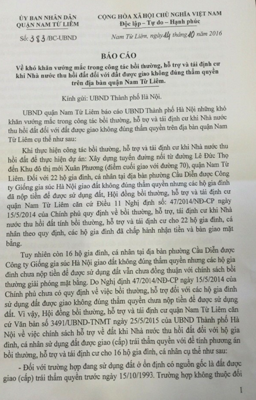 Hà Nội: 17 hộ dân quận Nam Từ Liêm ngóng chờ chính sách bồi thường giải phóng mặt bằng - 2 Hà Nội: 17 hộ dân quận Nam Từ Liêm ngóng chờ chính sách bồi thường giải phóng mặt bằng - 2
