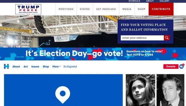 Hacker tấn công website của ông Trump và bà Clinton trước ngày bầu cử - 1
Website của ông Trump vào ngày bầu cử 8/11. Ảnh chụp màn hình.