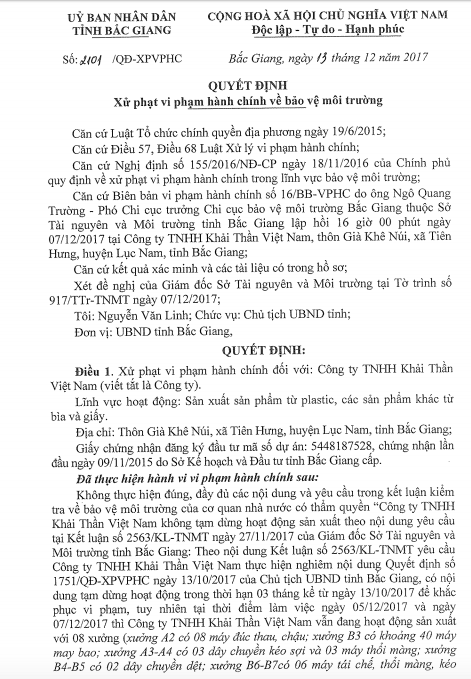 Bắc Giang: Phạt doanh nghiệp bức tử môi trường 100 triệu đồng! - 3 Bắc Giang: Phạt doanh nghiệp bức tử môi trường 100 triệu đồng! - 3